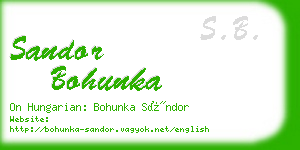 sandor bohunka business card